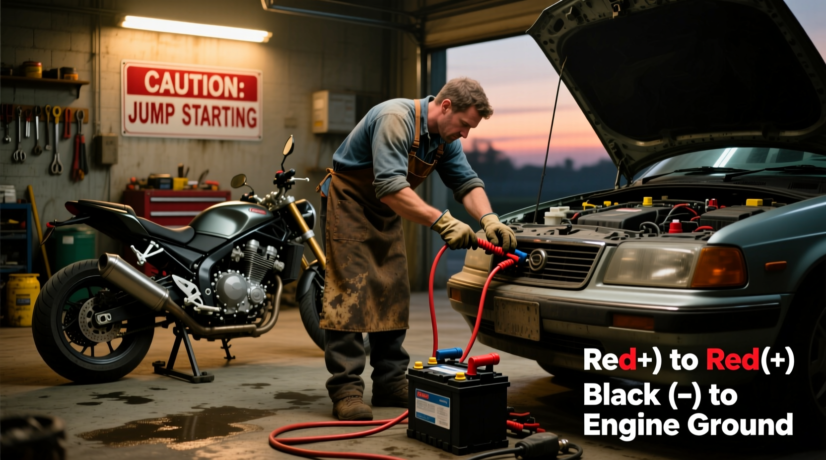 can you jump a bike battery with a car