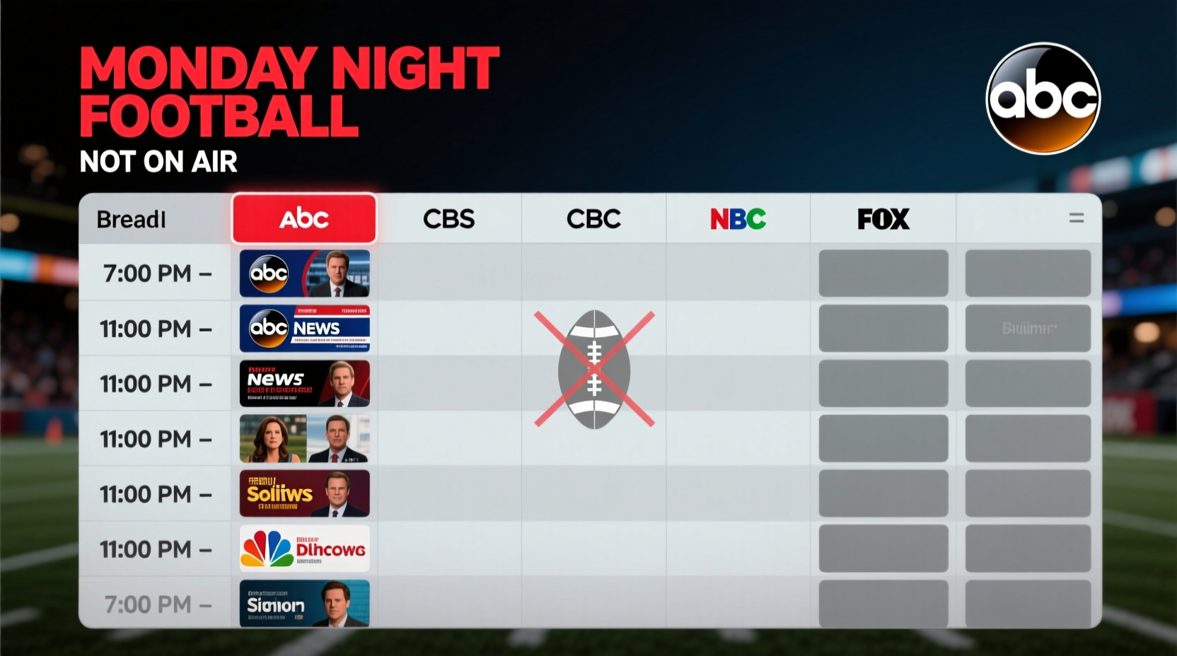 Why Isnt Monday Night Football On Abc Tonight Channel Guide