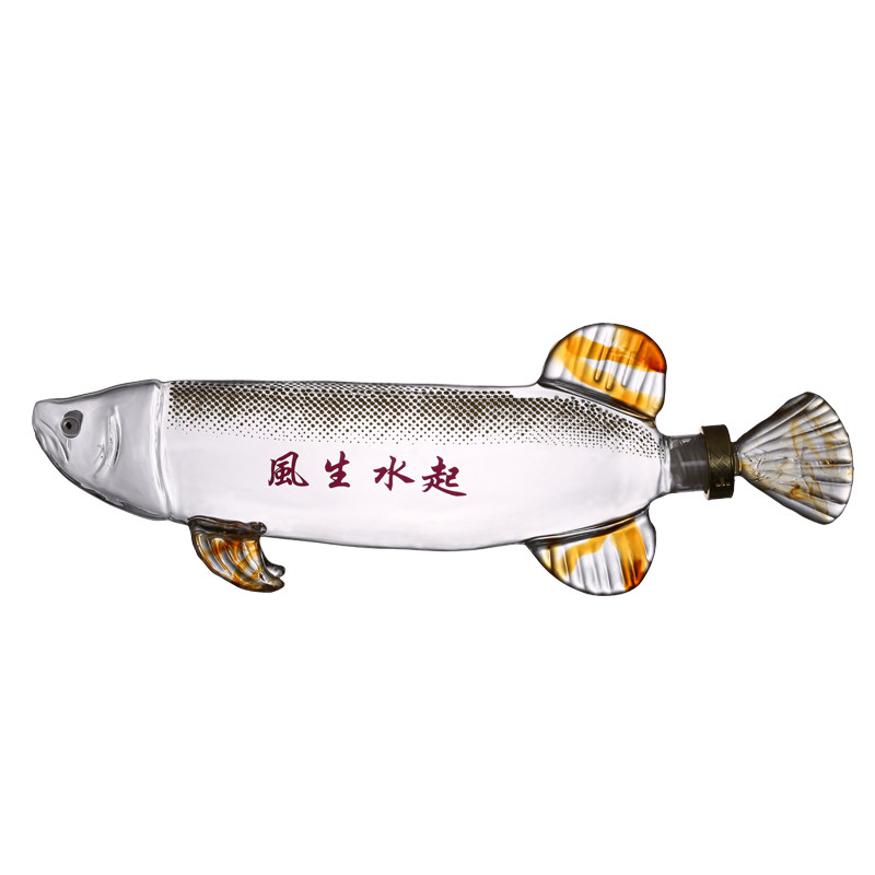 1000ml Handmade Borosilicate Glass Whiskey Bottle - Fish Shaped Decanter