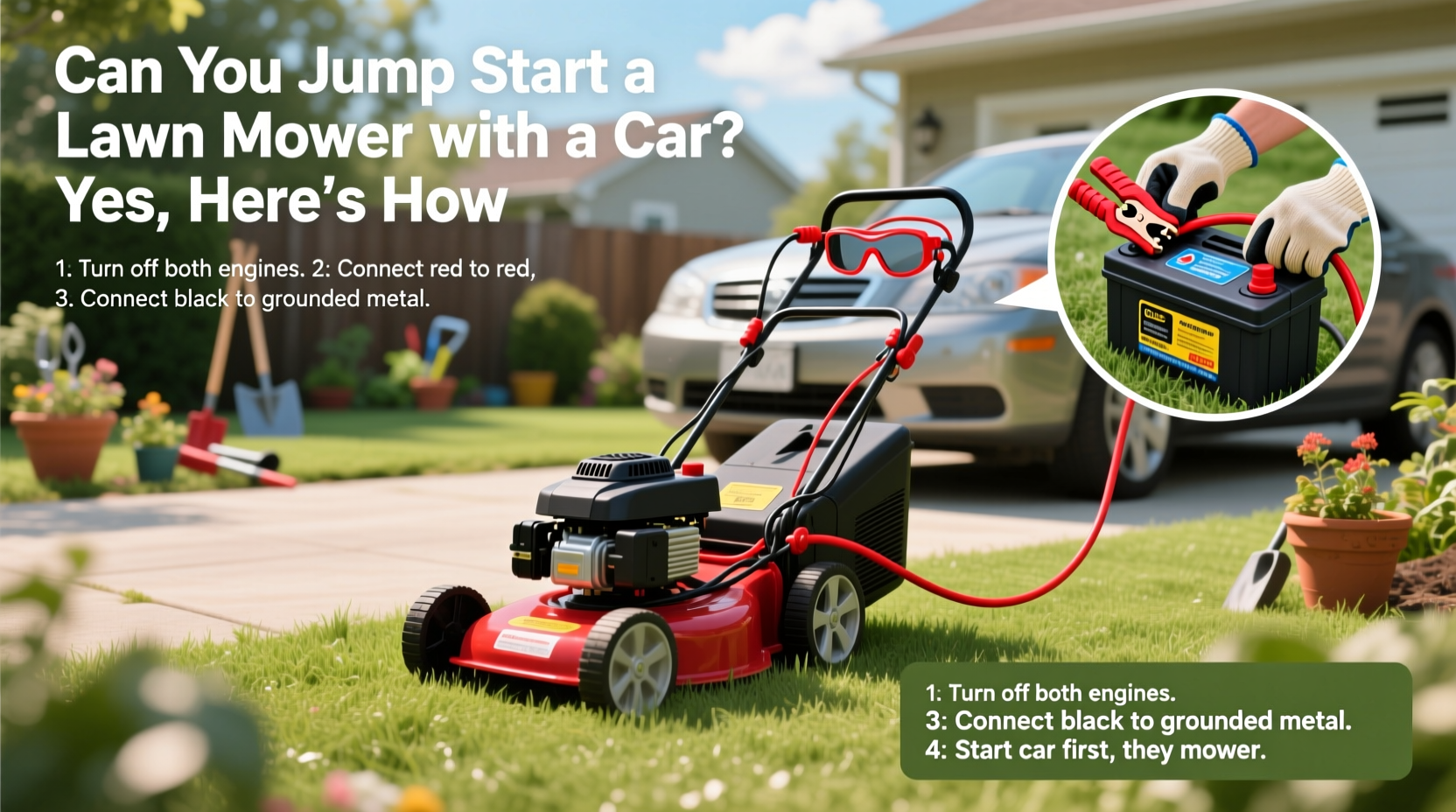 can you jump start a lawn mower with a car
