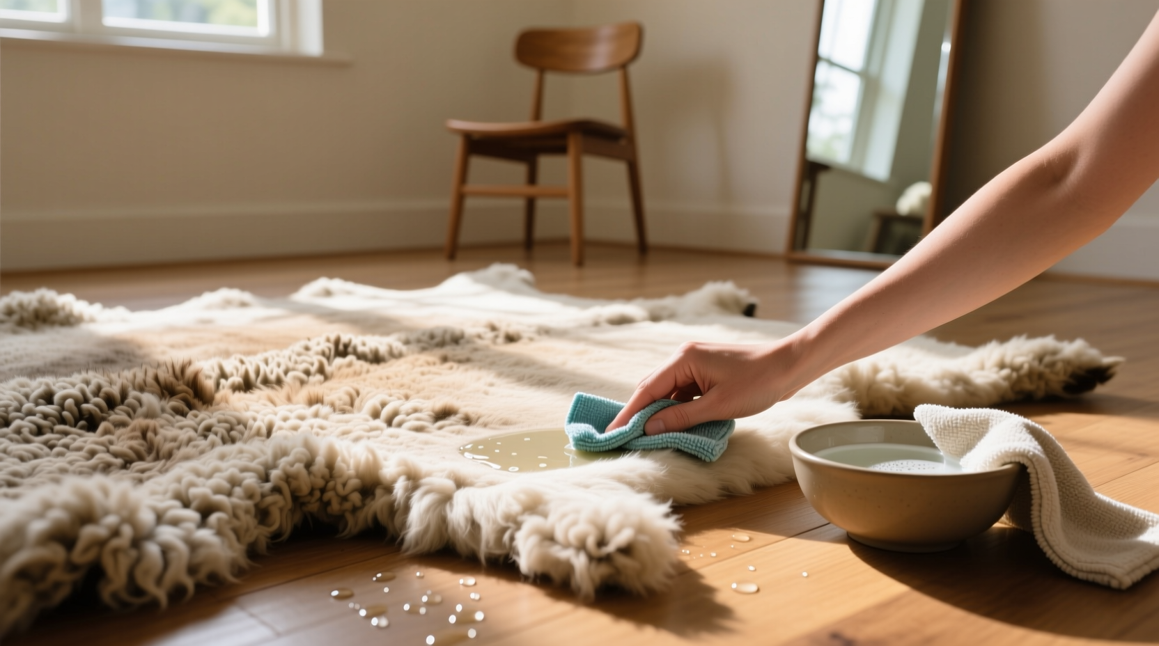 how to clean a sheepskin rug