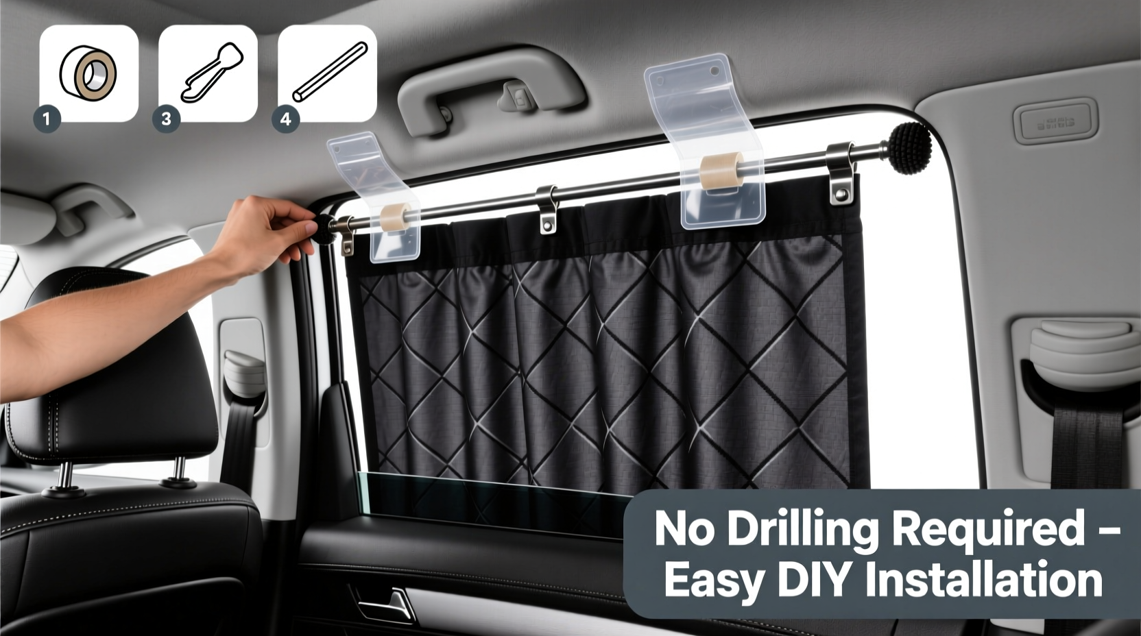 How to Install Rear Privacy Curtains Without Drilling