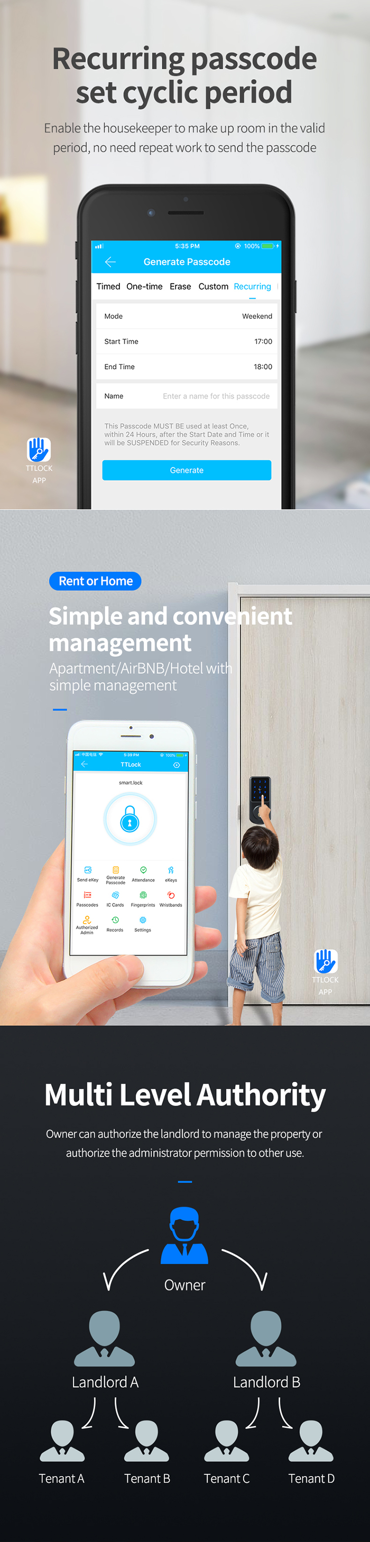 Factory Customized apartment Keyless Password electronic deadbolt smart door lock