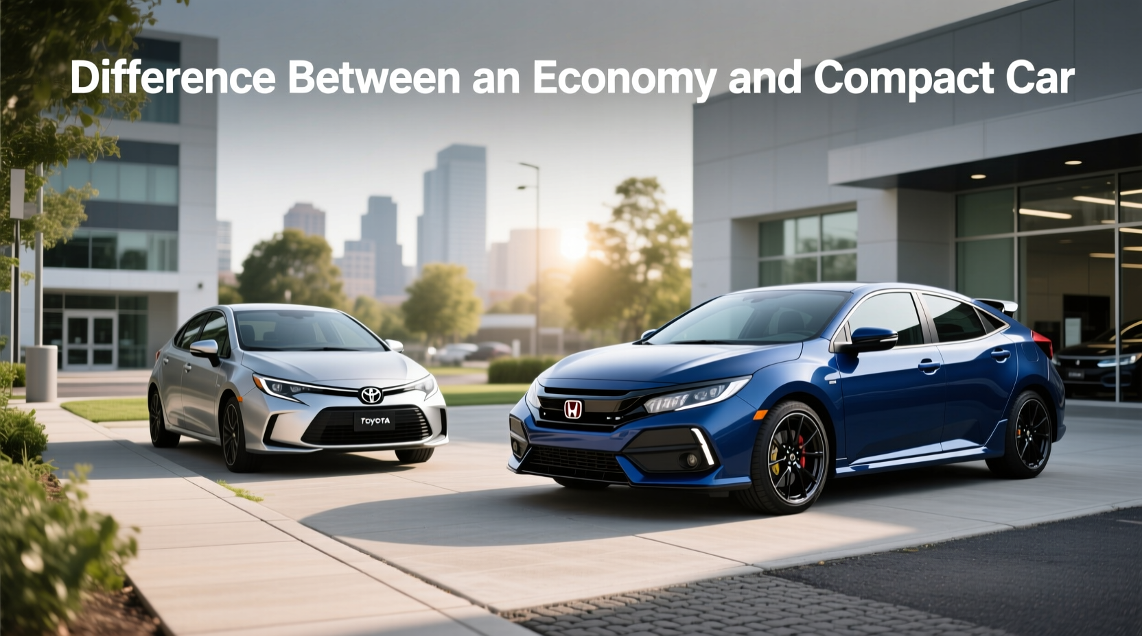 Visual comparison chart showing economy versus compact car size categories