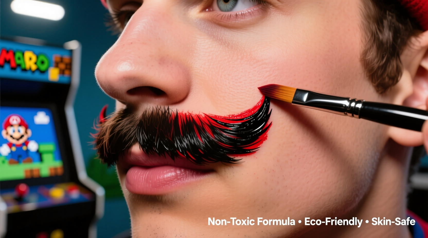 Non-toxic Mario mustache application technique