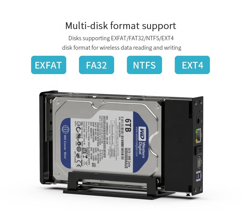 Wifi External hard case Mutil-Function NAS LAN 3.5inch USB3.0 SATA HDD NAS Enclosure