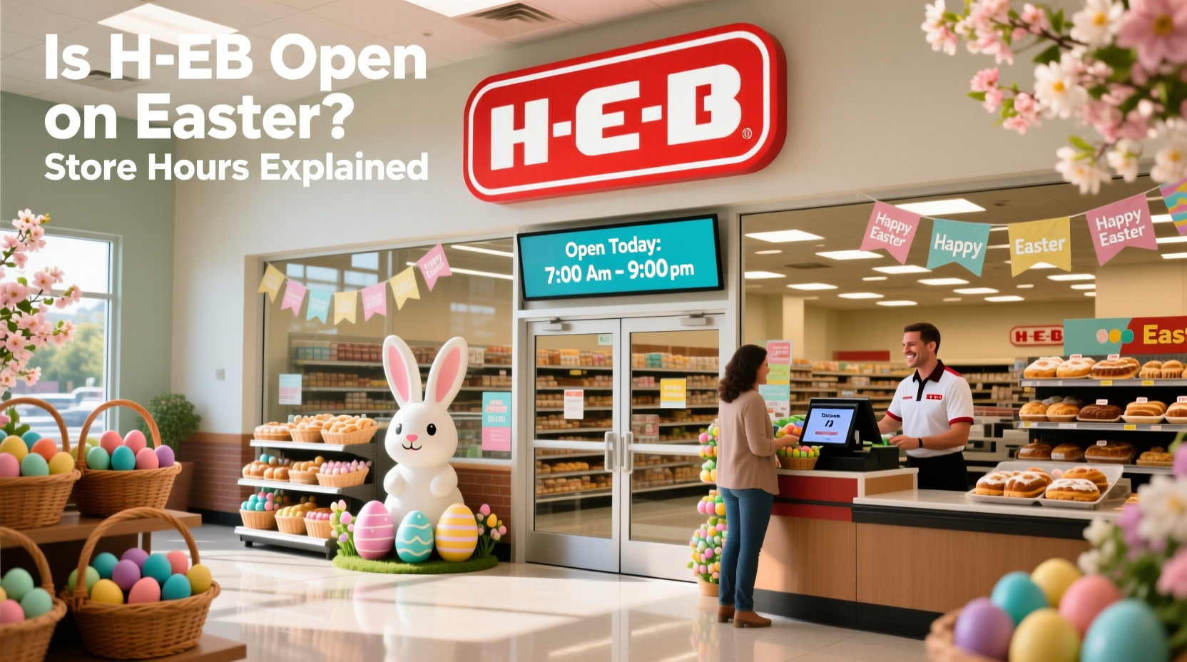 is h e b open on easter