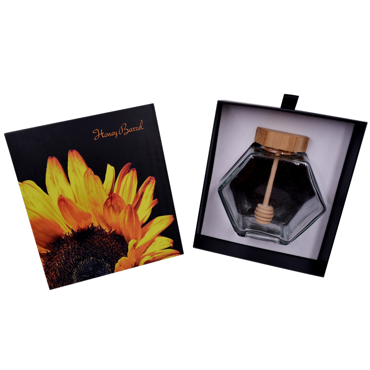 定制豪华纸板拉出纸质蜂蜜罐包装盒带滑动抽屉盒蜂蜜包装盒