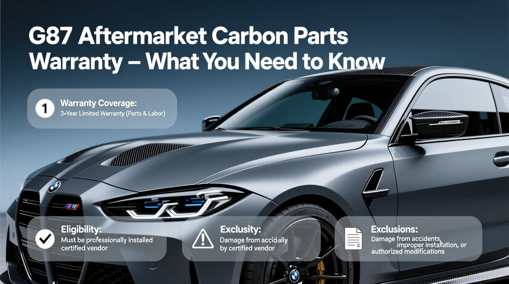 g87 aftermarket carbon warranty