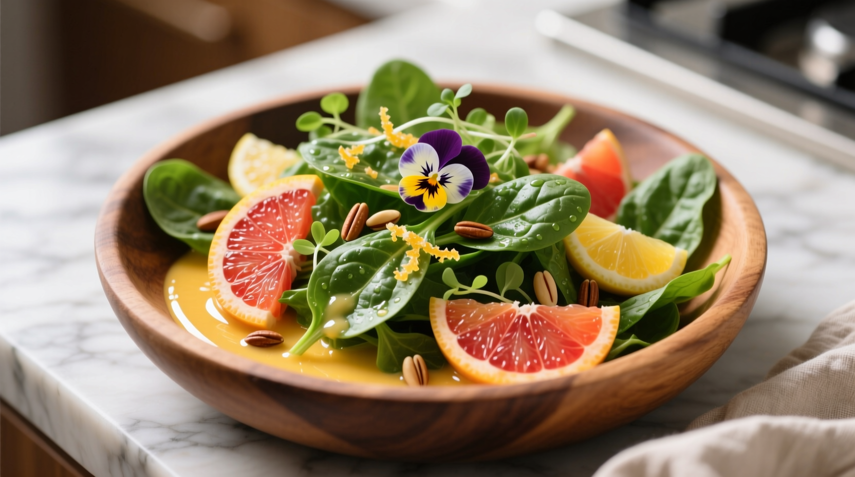 Fresh spinach salad with citrus dressing