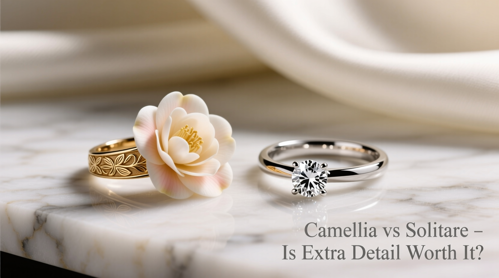 camellia ring vs solitaire is the extra detail worth it or is simple more timeless