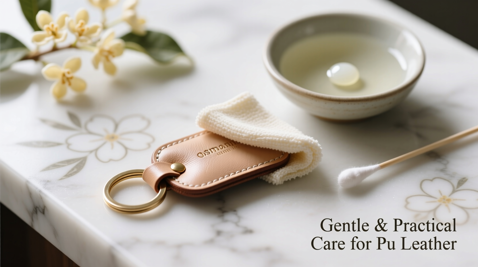 gentle and practical methods to clean your pu leather osmanthus keychain without damage
