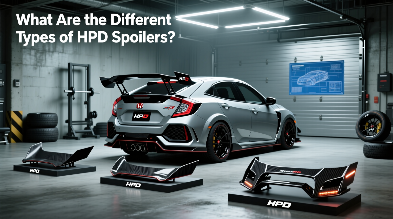 HPD spoiler on Honda Civic Hatchback showing aggressive rear profile