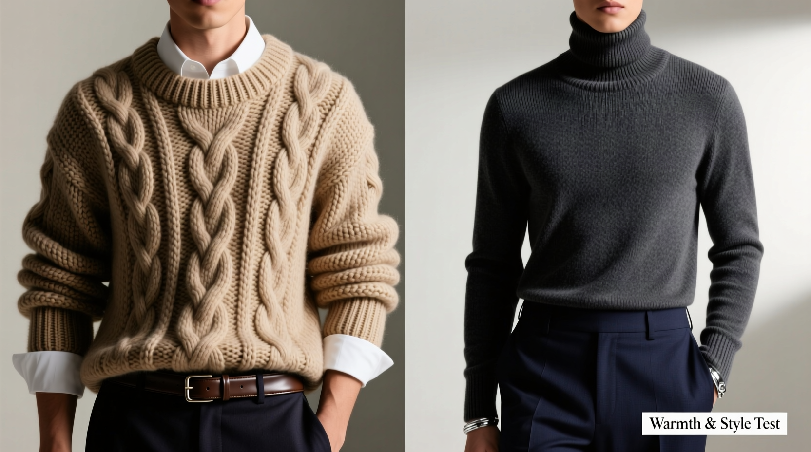knitted pullover vs turtleneck sweater which is actually warmer and more stylish