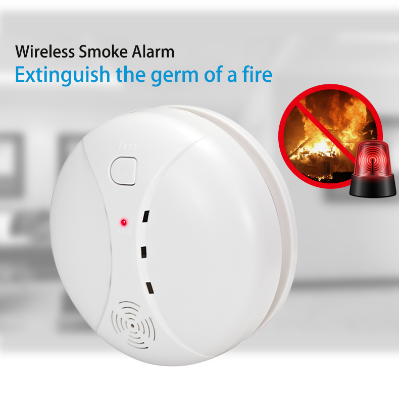 PGST Wireless 9V Battery Operated Smoke Detector Fire Alarm Sensor 1527 433Mhz for Home Security