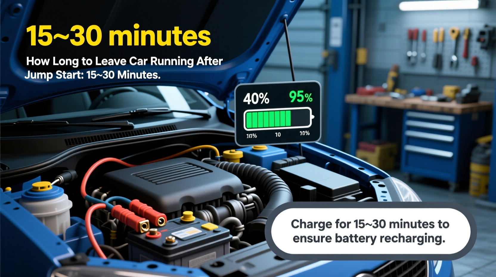 how long to leave car running after jump start