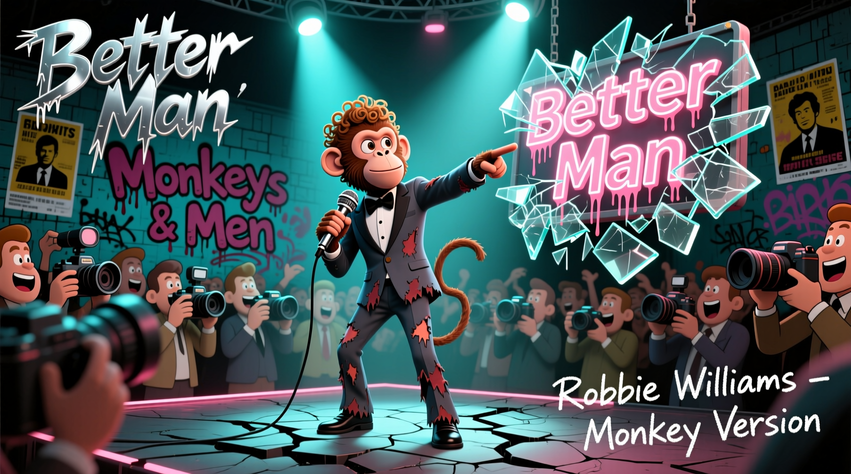 why is robbie williams a monkey in better man