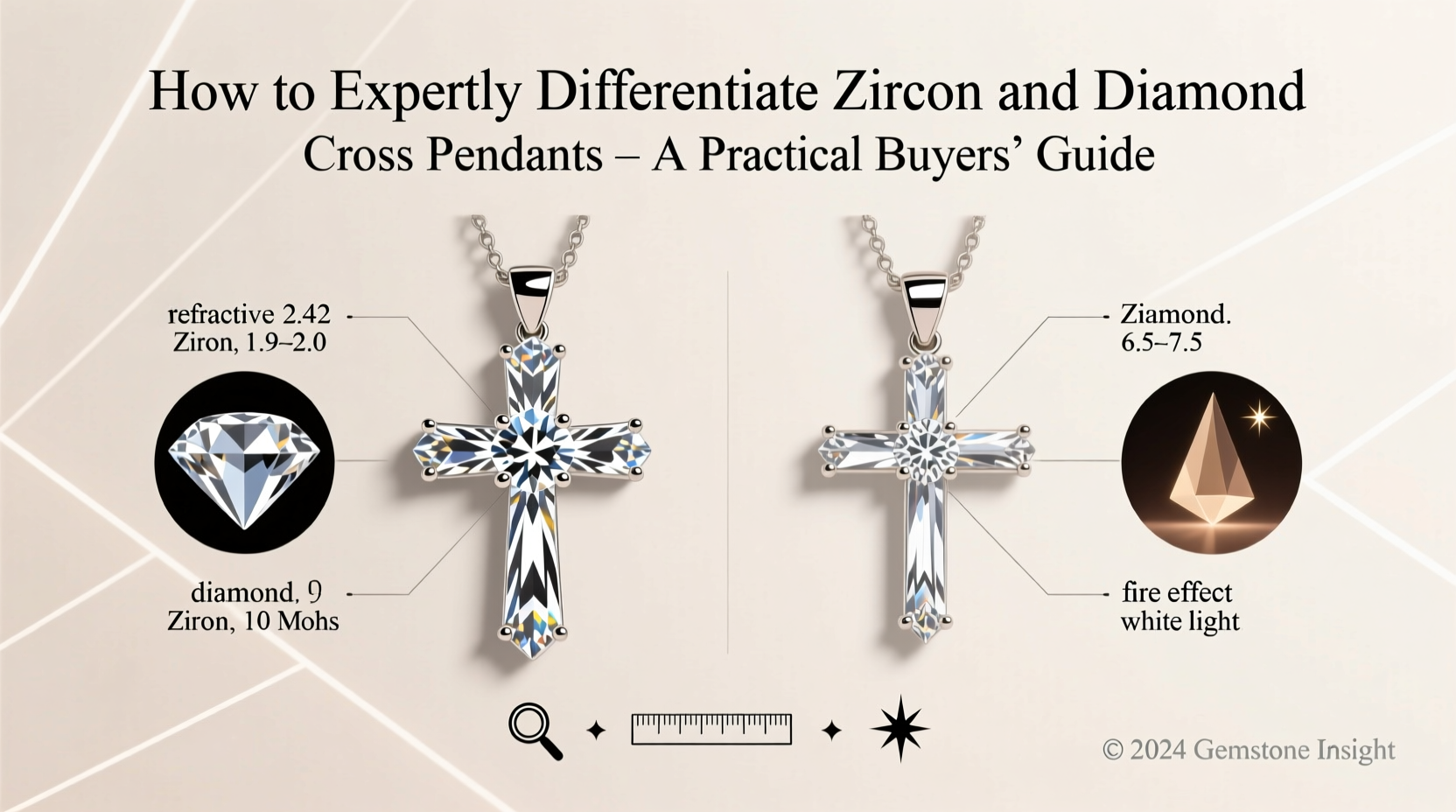 how to expertly differentiate zircon and diamond cross pendants a practical buyers guide