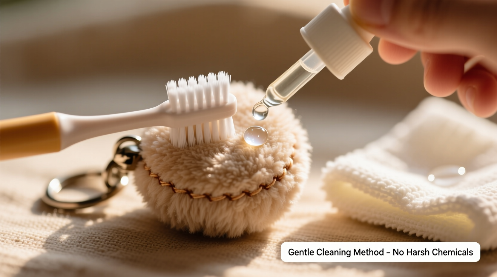 effective methods to clean a small plush keychain without damaging it