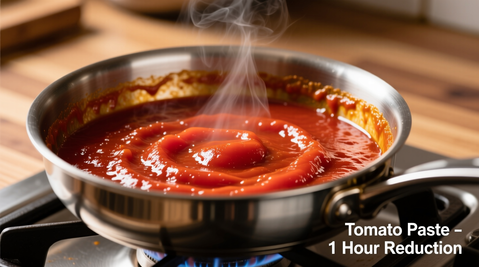 Tomato sauce reducing in saucepan to make paste