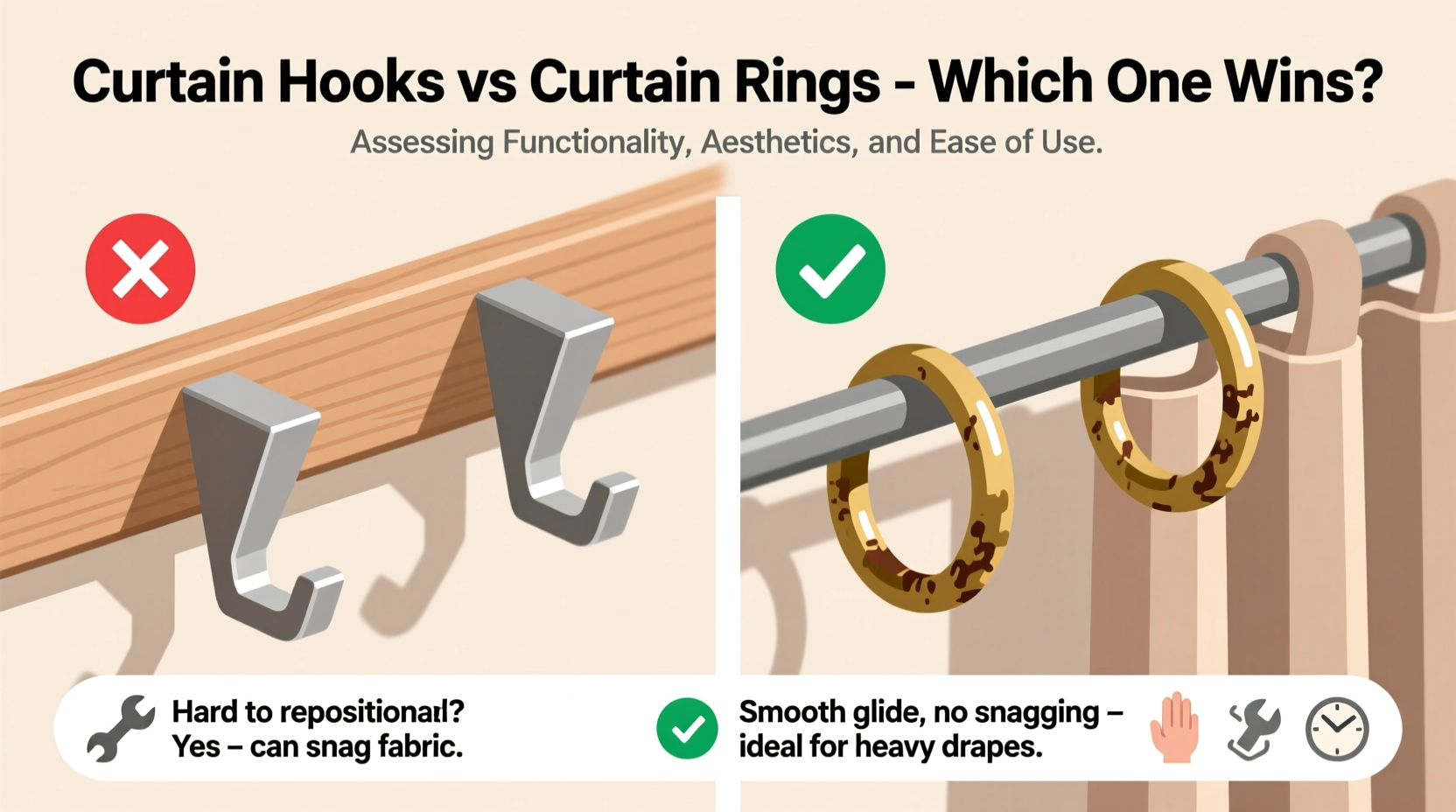 curtain hooks vs curtain rings are curtain rings outdated or are hooks just a pain to use