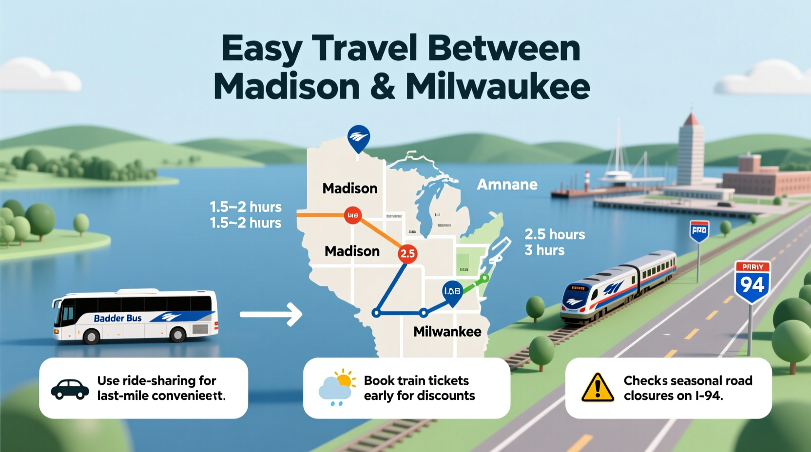 how to easily travel between madison and milwaukee distance routes and tips