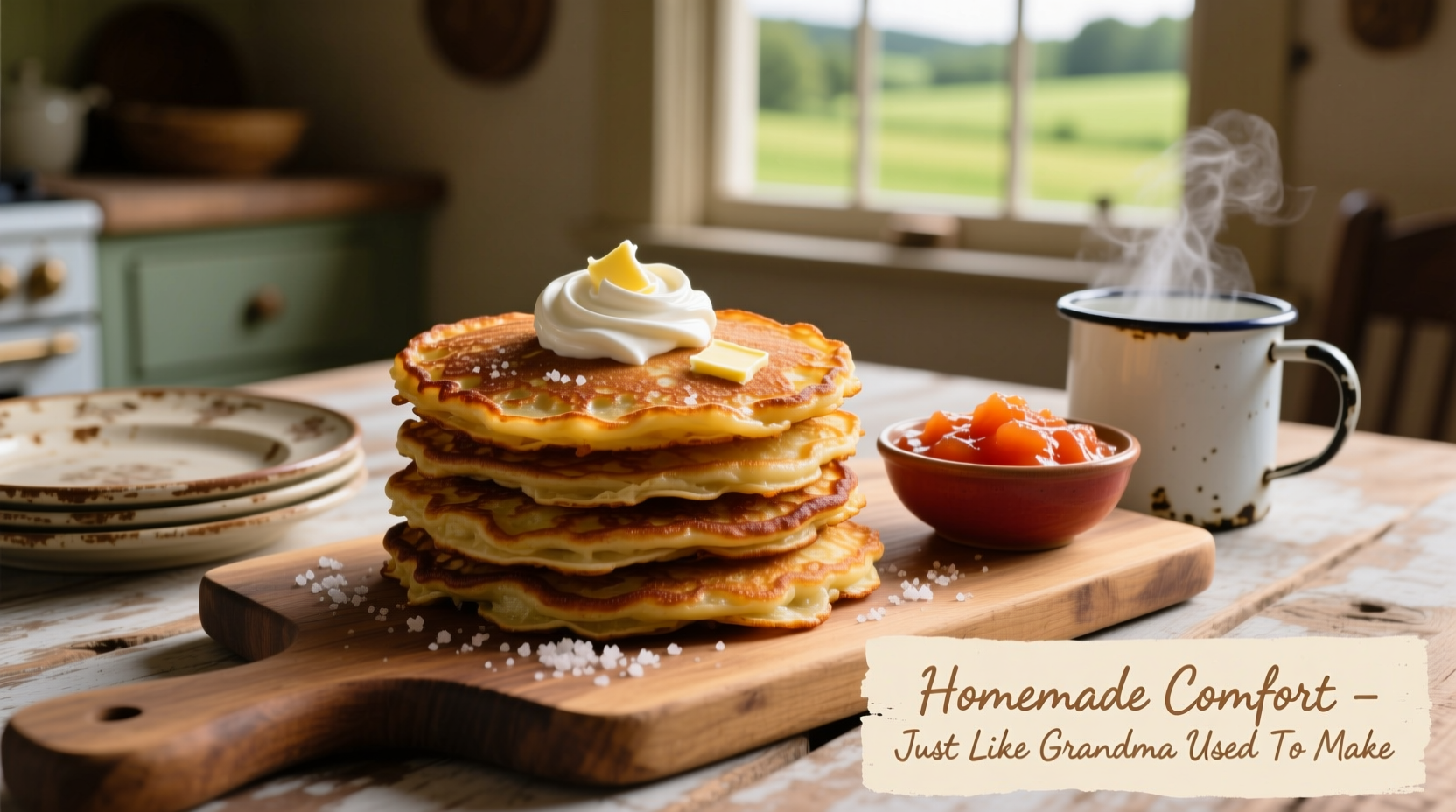 Potato pancakes with sour cream and applesauce