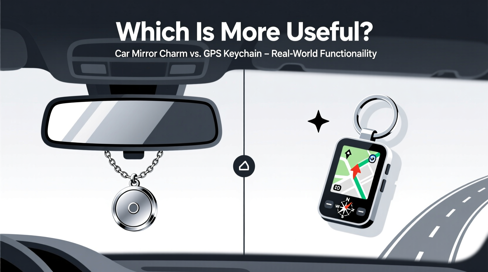 car mirror charm vs gps keychain which is actually more useful