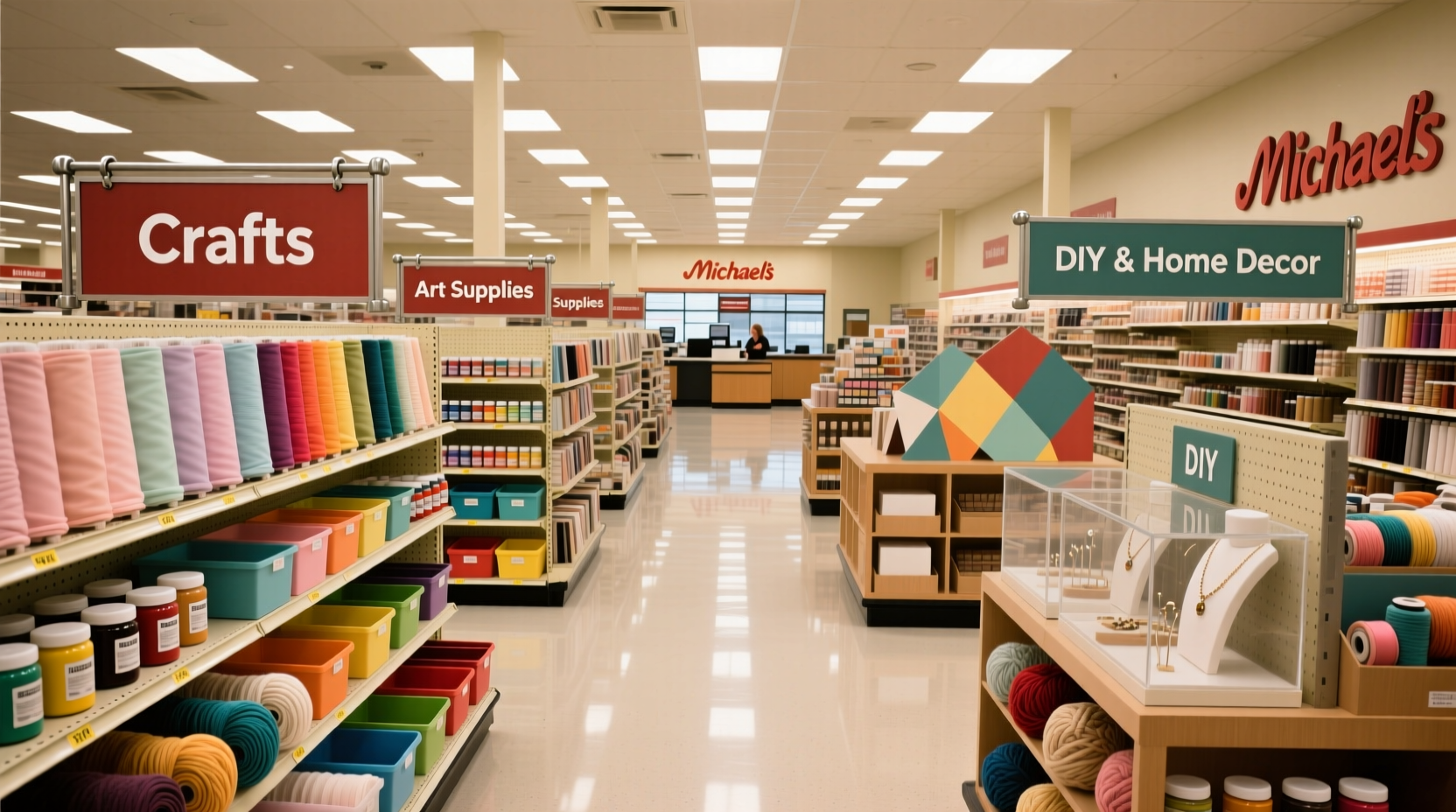 Michaels store layout showing organized craft sections
