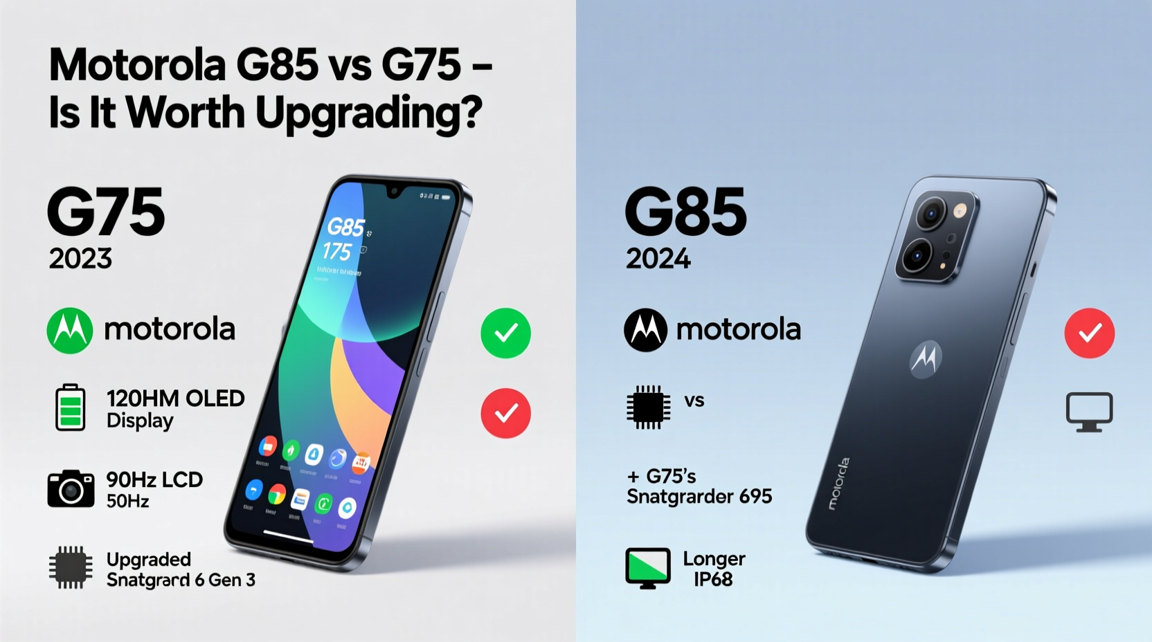 motorola g85 vs g75 is it worth upgrading or are they basically the same
