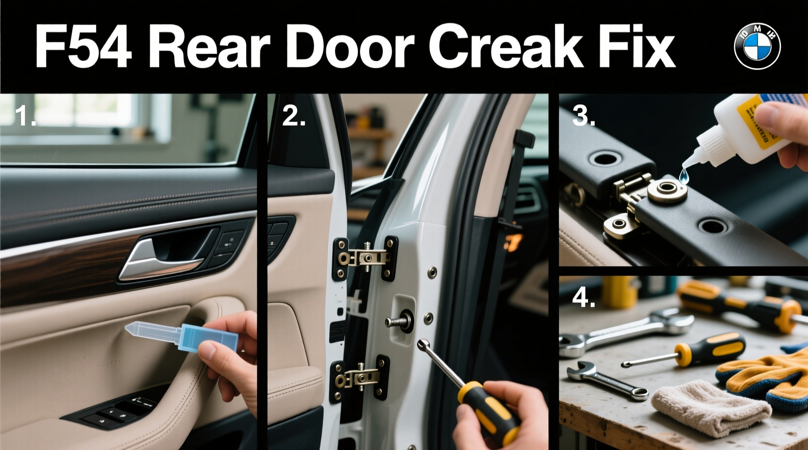 f54 rear door creak fix