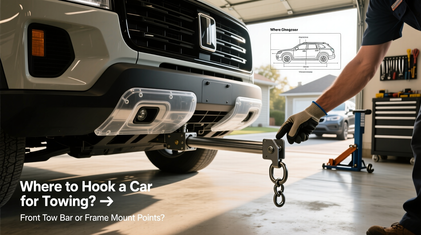 How to choose towing hook for car,Where to hook a car for towing?