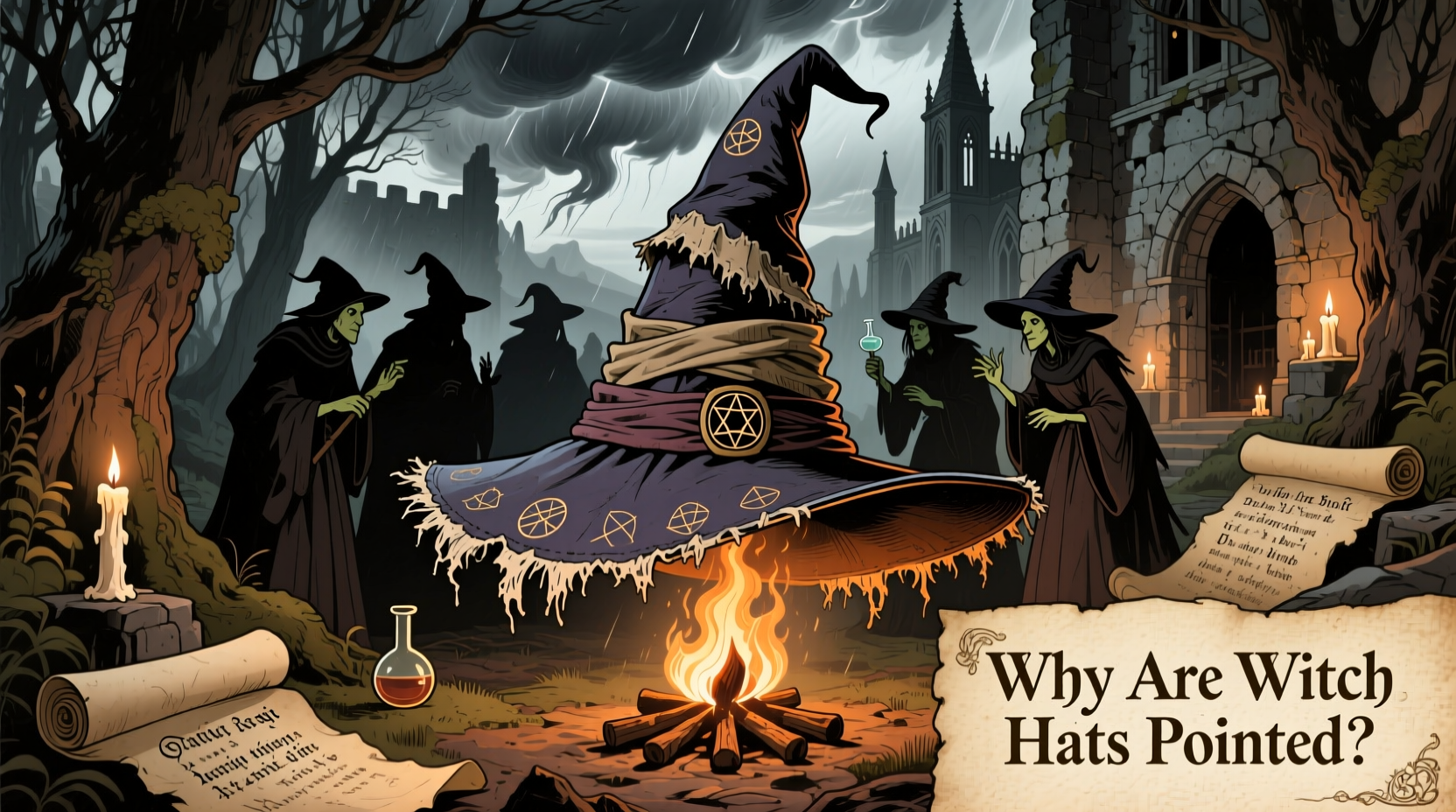 why are witches hats pointed origins and history explained