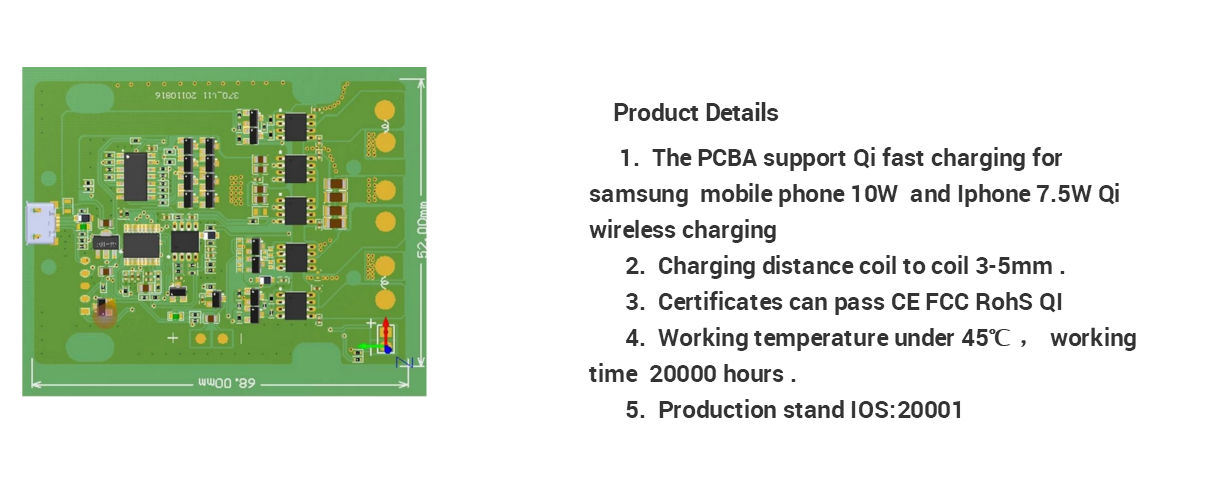 OEM ODM customized 3 coil 5W 7.5W 10W fast wireless charger module for Iphonex