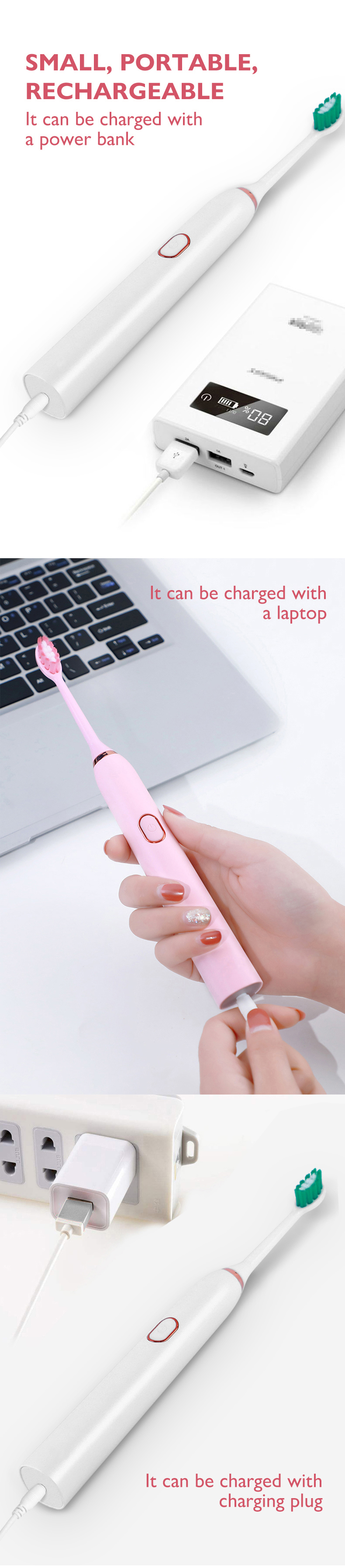 New Custom Smart Whitening Pressure Sensor Charcoal Waterproof Soft Rechargeable Rotating Charging Automatic Electric Toothbrush
