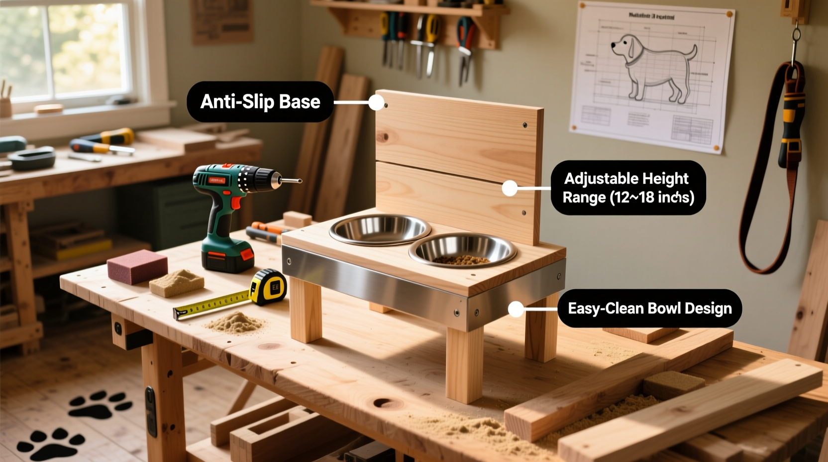 creative and practical tips for building a custom elevated dog feeder at home