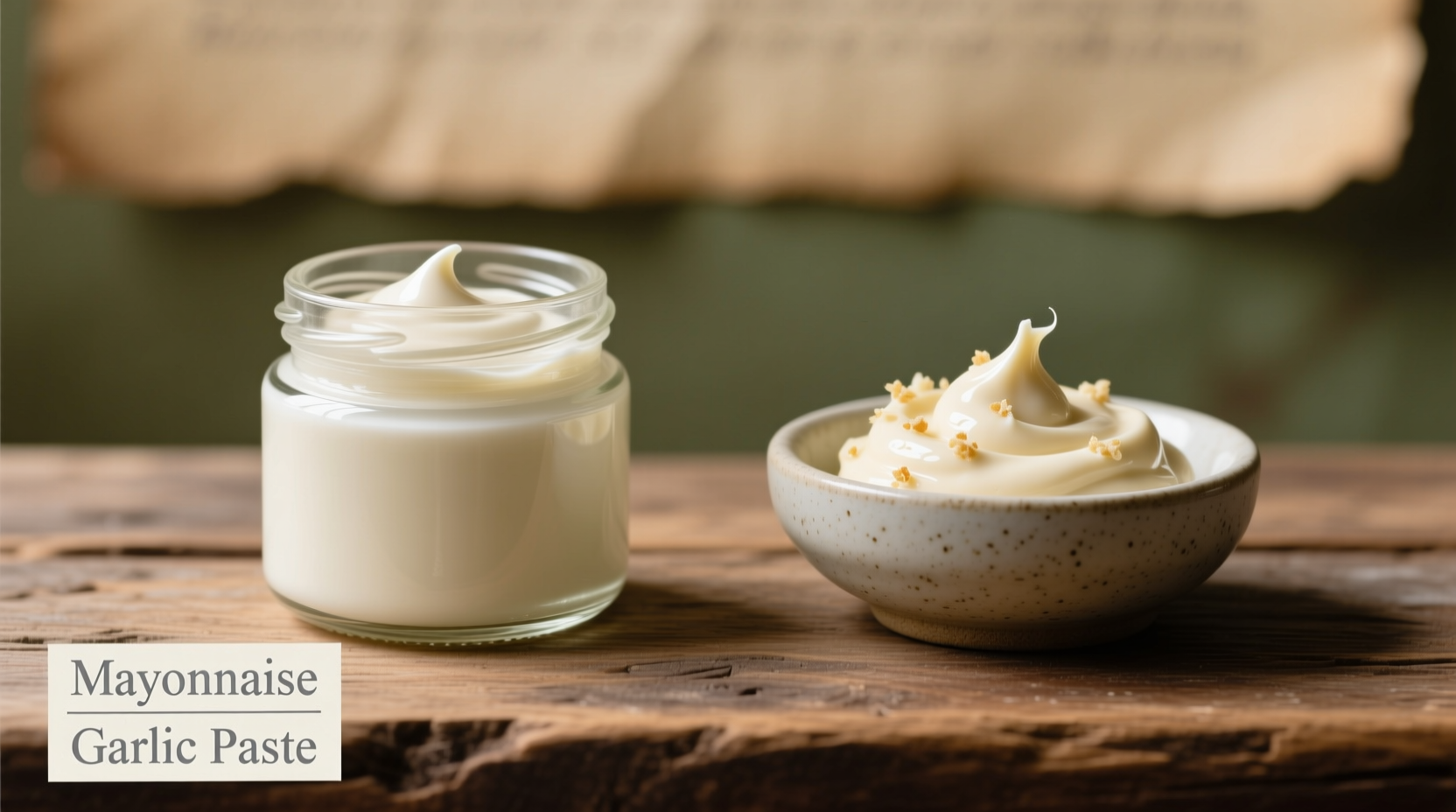 Mayonnaise and garlic paste side by side comparison