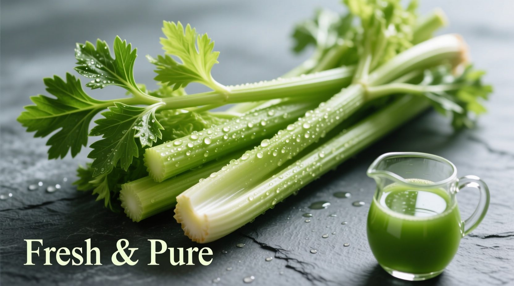Fresh celery stalks with leaves ready for juicing