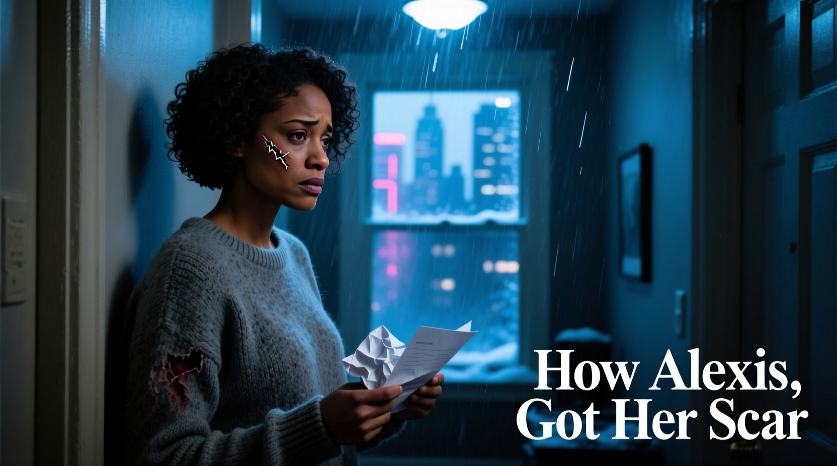 how did alexis get her scar new year new you