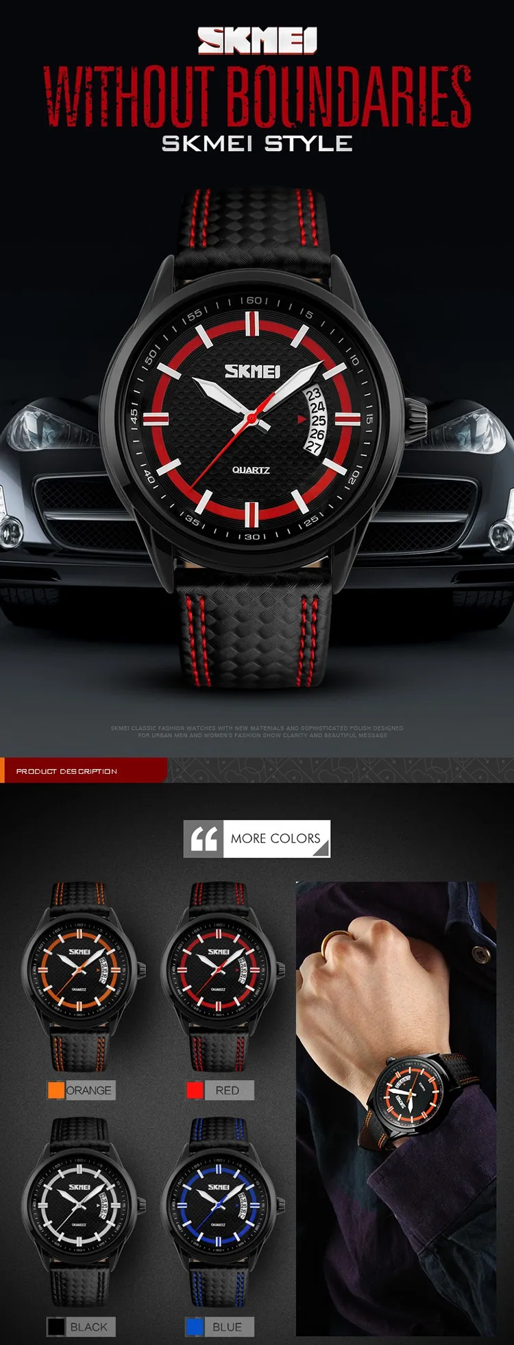 SKMEI  9116 hot sell black men quartz watch stylish steel Strap Waterproof date display vintage business wrist watch