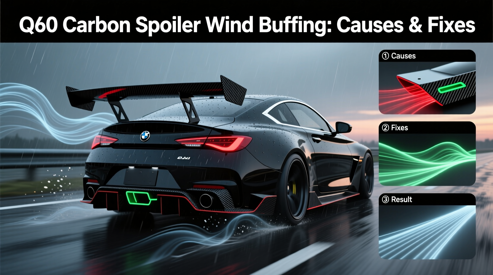 q60 carbon spoiler wind buffeting