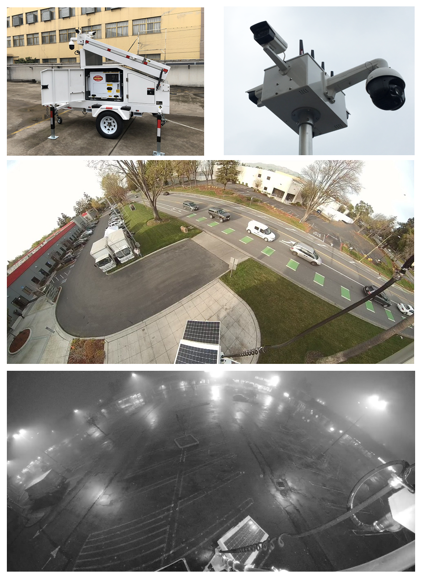 Wifi 4G  Digital Camera On Telescopic Mast Mobile Surveillance Solar Trailer Outdoor Public Security