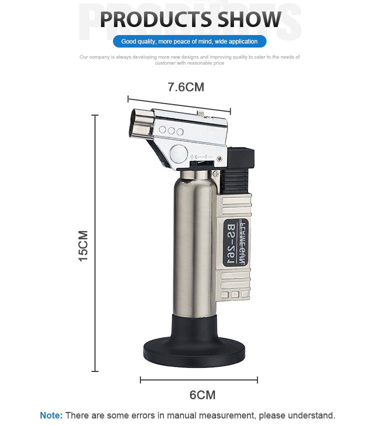 BS-261 Refillable home use blue flame metal jet flame rotate butane gas torch lighter