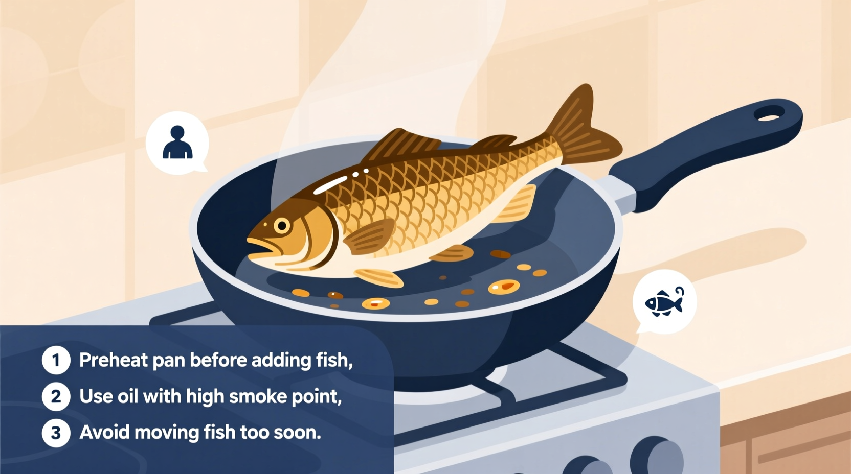 prevent fish sticking pan tips