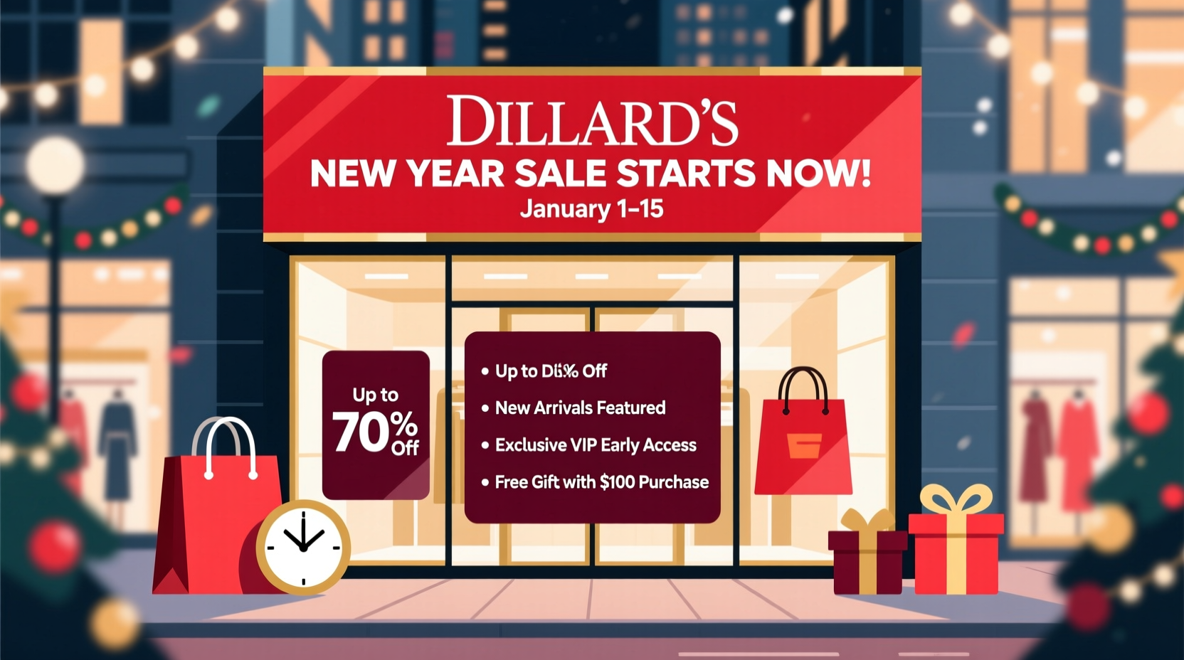 what time does dillards new year sale start