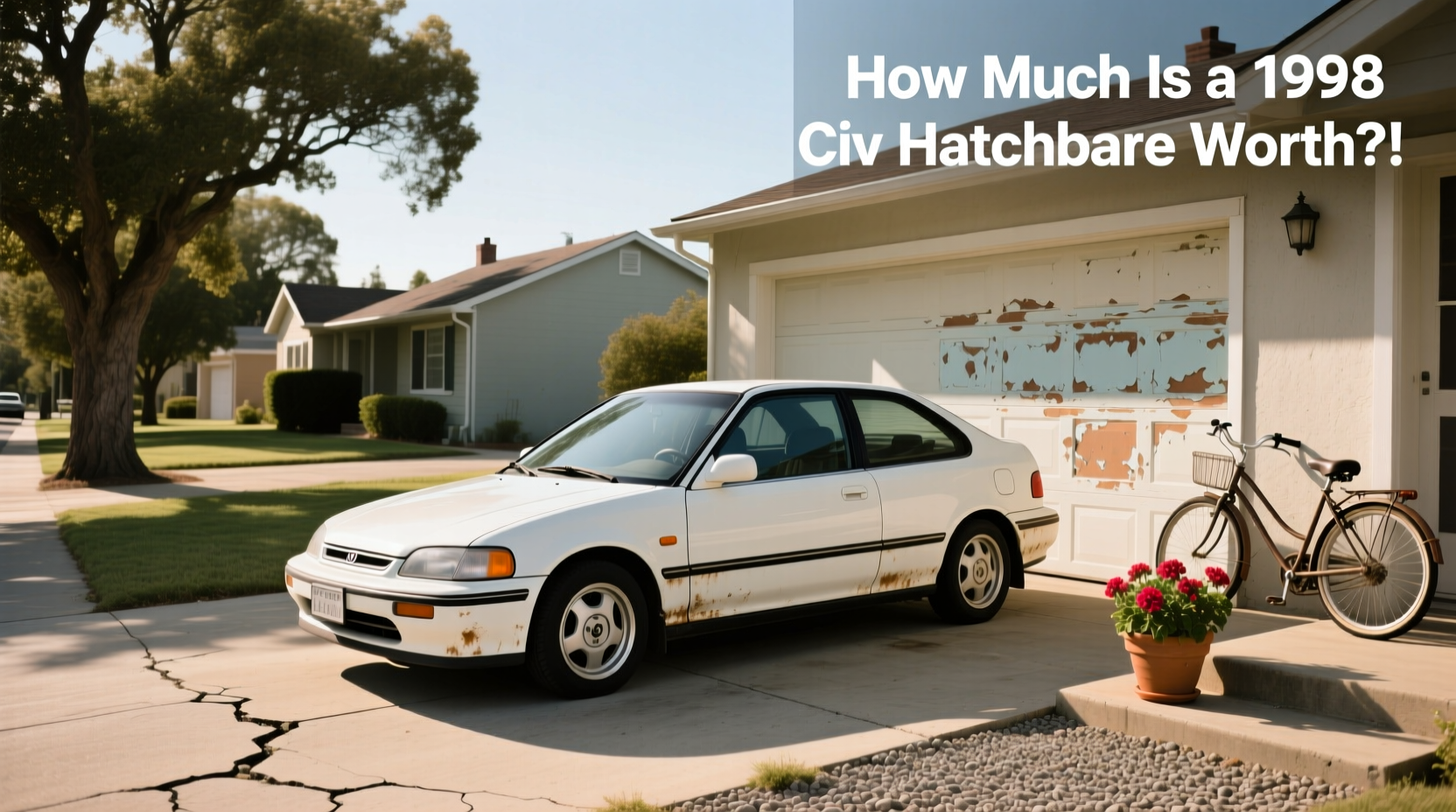 Side profile of 1998 Honda Civic hatchback on paved road