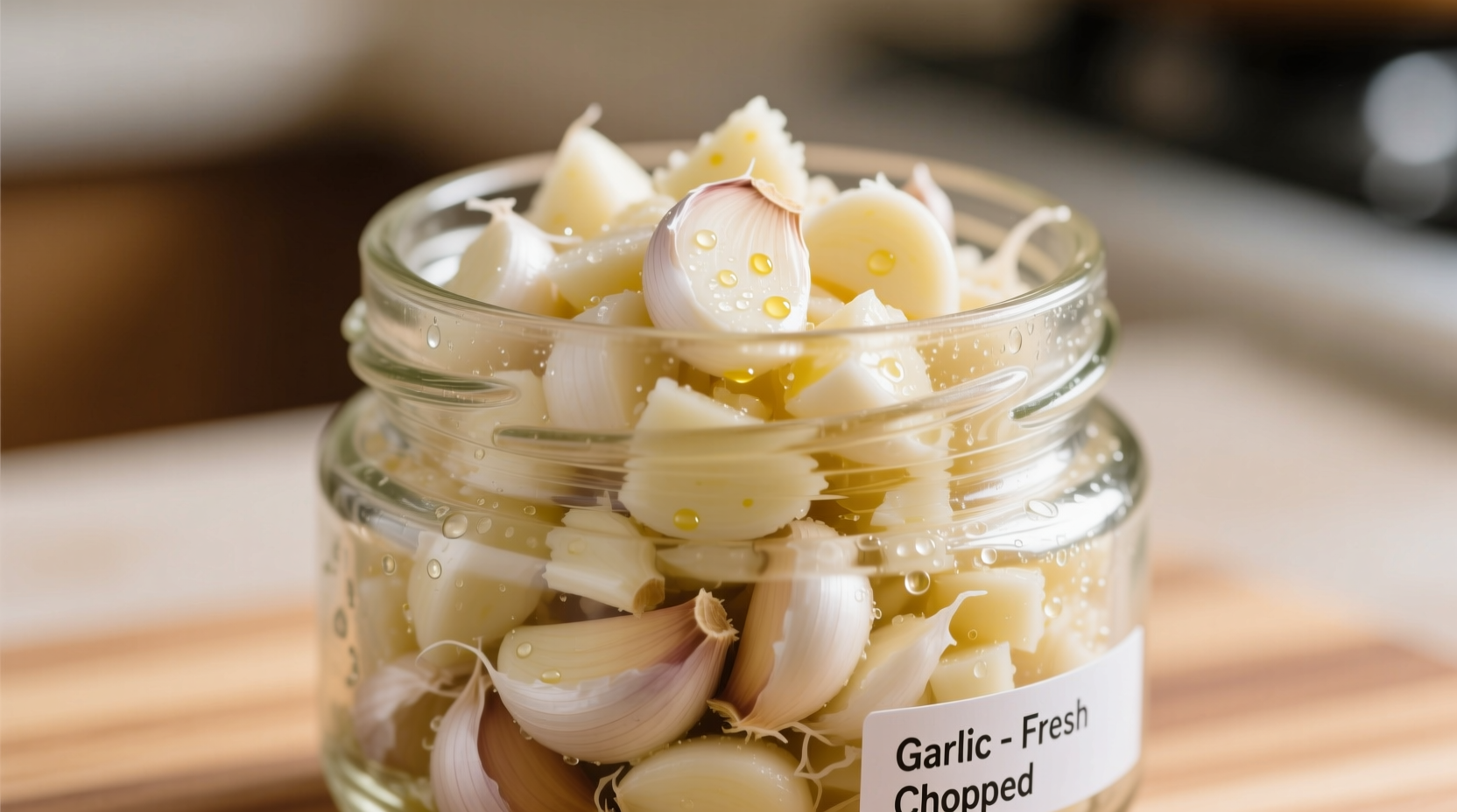 chopped garlic in a jar