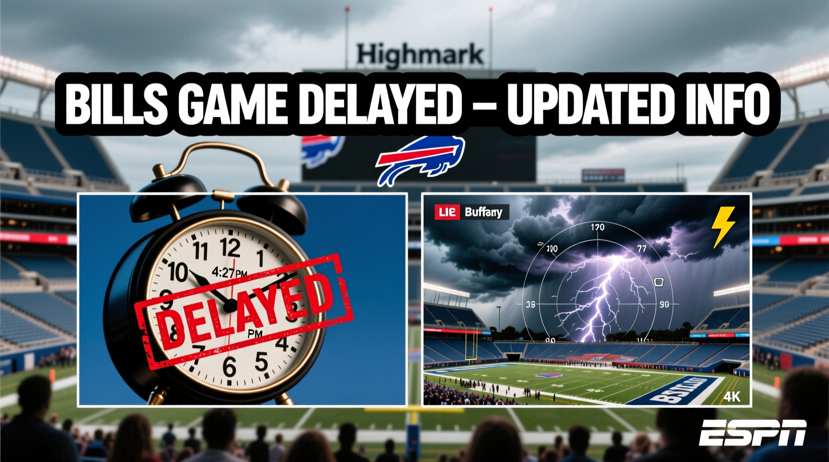 why is the bills game delayed today updates info
