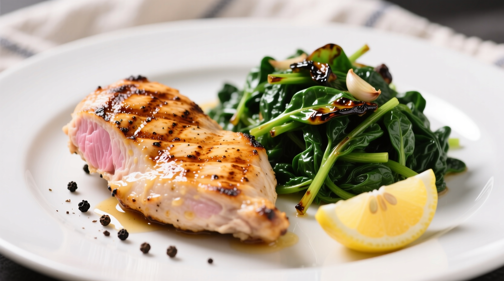 Juicy chicken breast with sautéed spinach