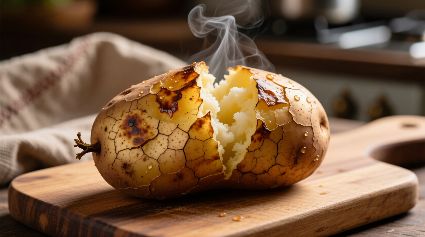 Perfectly baked potato with crispy skin and fluffy interior
